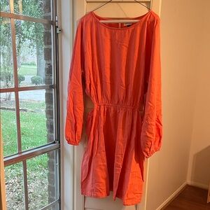 Universal Thread XXL Cutout Long Sleeve Peach Orange Linen Cotton Blend Dress